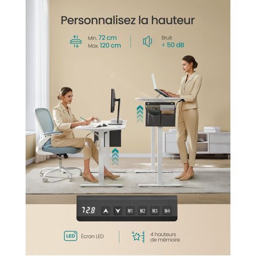 Bureau Électrique Assis-debout Bureau Réglable En Hauteur 60 X 120 X (72-120) Cm 4 Ha