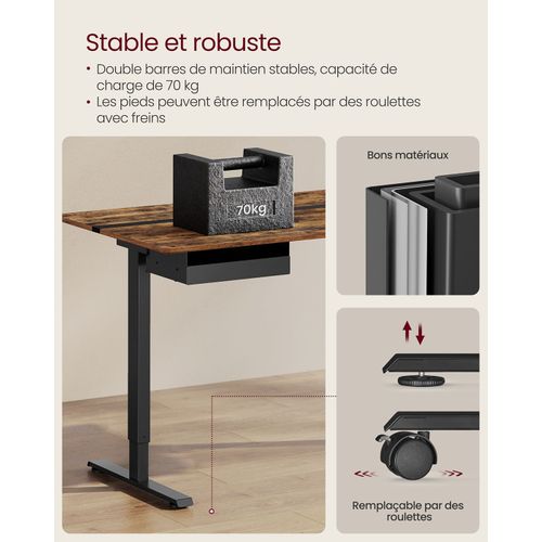 Bureau Électrique Réglable En Hauteur Bureau Assis-debout Surface 60 X 120 Cm Réglabl