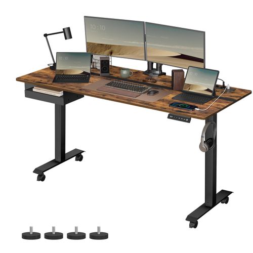 Bureau Électrique Réglable En Hauteur Bureau Assis-debout Surface 60 X 120 Cm Réglabl