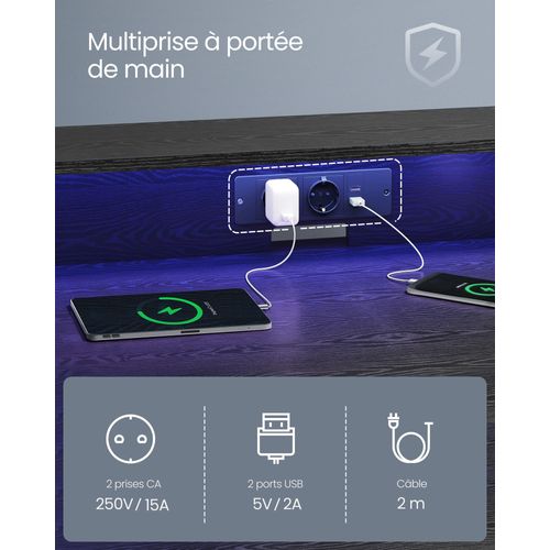 Bureau Gaming Avec LED Et Multiprise Table Gamer Bureau Informatique Avec Rehausseur