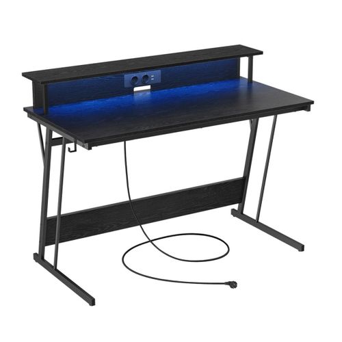 Bureau Gaming Avec LED Et Multiprise Table Gamer Bureau Informatique Avec Rehausseur