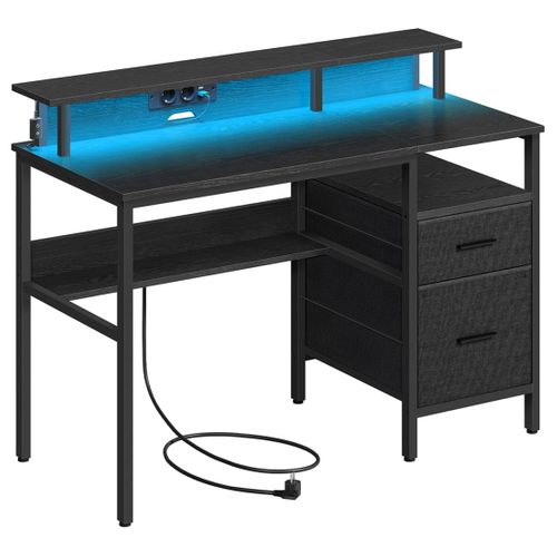 Bureau Gaming Avec Lumières LED Et Multiprise Bureau Informatique Avec Support D'écran