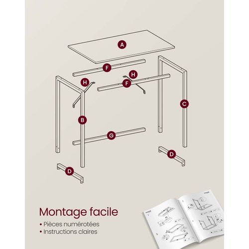 Bureau Table Poste De Travail Petite Taille 100 X 50 X 75 Cm Pour Bureau Salon Chambr