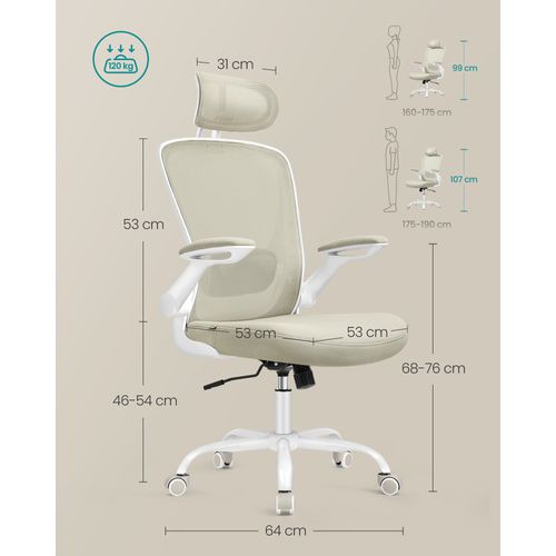 Chaise Bureau Ergonomique En Toile Fauteuil Support Lombaire Rembourré Mécanisme
