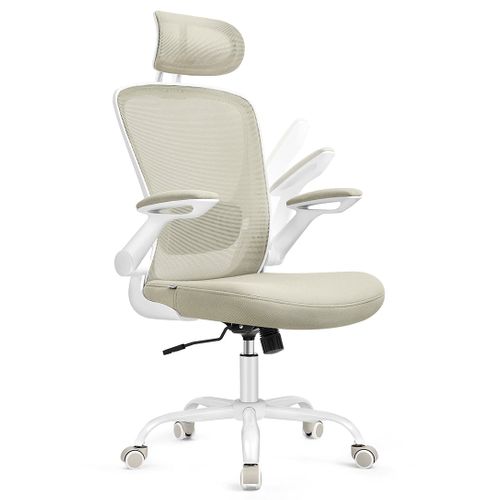 Chaise Bureau Ergonomique En Toile Fauteuil Support Lombaire Rembourré Mécanisme