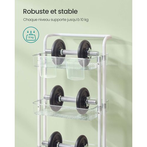 Chariot Mobile à 3 Niveaux Desserte Sur Roulettes Étagère De Rangement Avec Poignée 2