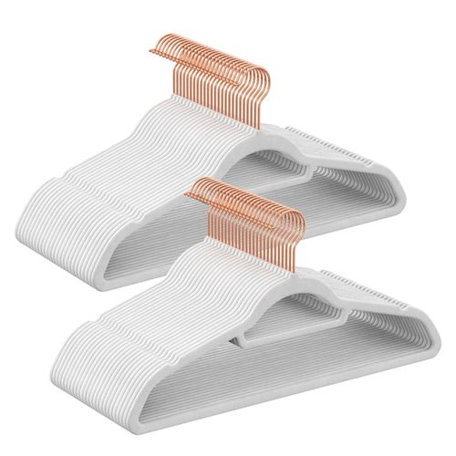 Cintres En Velours Lot De 30 Antidérapants Avec Crochets Rose Gold Pivotants Longueur