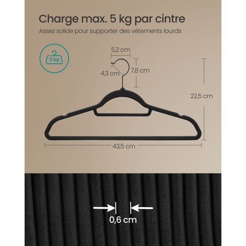 Cintres En Velours Lot De 50 Antidérapants Avec Crochets Pivotants Longueur 45 Cm P