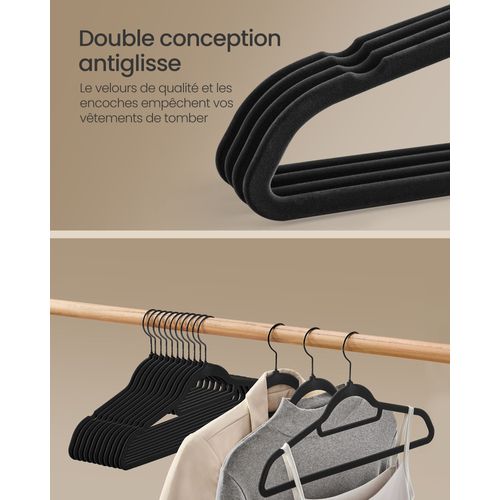 Cintres En Velours Lot De 50 Antidérapants Avec Crochets Pivotants Longueur 45 Cm P