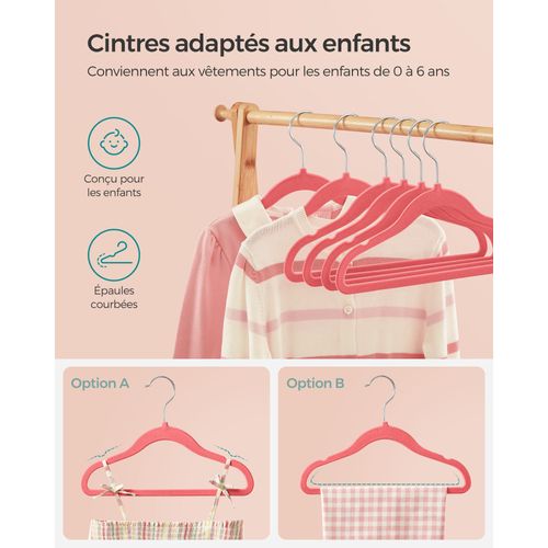 Cintres Enfants Lot De 50 En Velours Avec Crochets Rose Gold Antiglisse Modèle Enfant