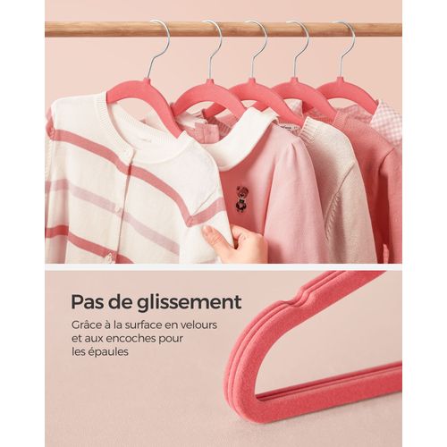 Cintres Enfants Lot De 50 En Velours Avec Crochets Rose Gold Antiglisse Modèle Enfant