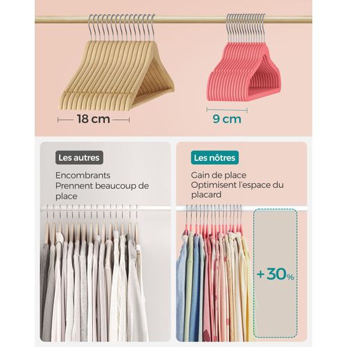 Cintres Enfants Lot De 50 En Velours Avec Crochets Rose Gold Antiglisse Modèle Enfant