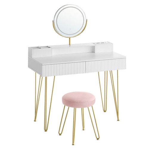 Coiffeuse Avec Miroir Pivotant Et Tabouret Miroir Coiffeuse Avec Éclairage Et Multipr