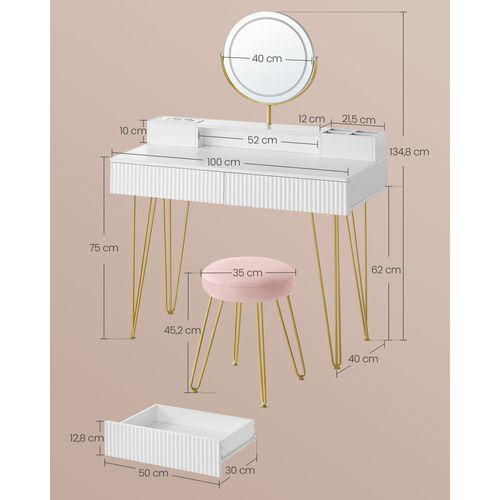 Coiffeuse Avec Miroir Pivotant Et Tabouret Miroir Coiffeuse Avec Éclairage Et Multipr