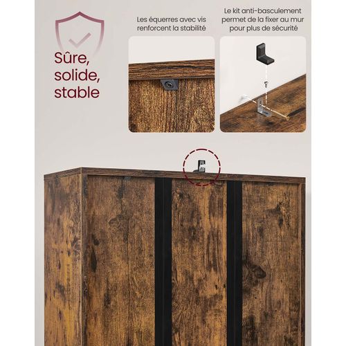 Bibliothèque Étagère Haute Sur 6 Niveaux Avec Porte Meuble De Rangement Ouvert 24 X 3