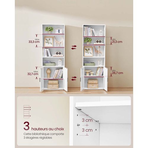 Bibliothèque Étagère Haute Sur 6 Niveaux Avec Porte Meuble De Rangement Ouvert 24 X 6