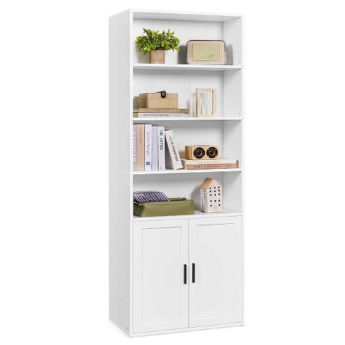 Bibliothèque Étagère Haute Sur 6 Niveaux Avec Porte Meuble De Rangement Ouvert 24 X 6