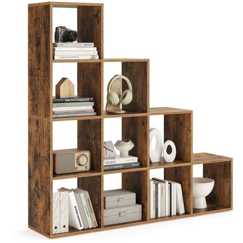 Étagère Escalier 129,5 X 29 X 129,5 Cm Meuble De Rangement 6 Compartiments Pour Bibli