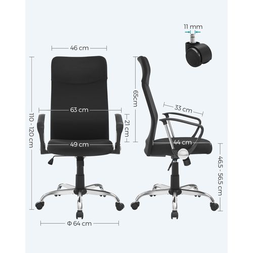 Fauteuil De Bureau Chaise Ergonomique Siège Rembourré Pivotant En Tissu Hauteur