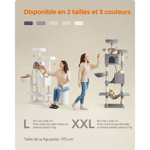 Grand Arbre à Chat Tour De Jeu 206 Cm Gris Clair 12_0005990