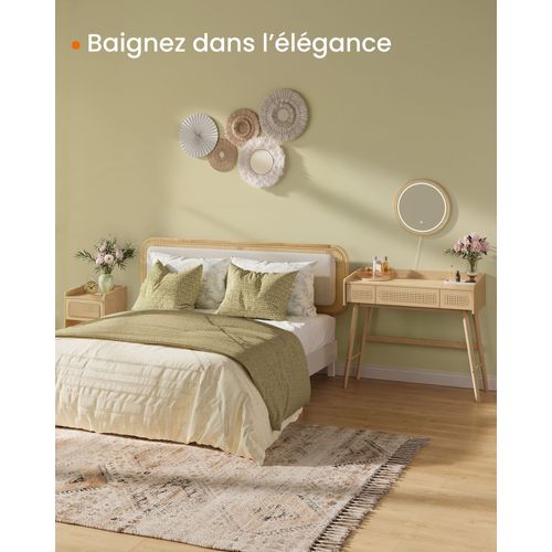 Coiffeuse Avec Miroir Et Lumière Table De Maquillage 3 Tiroirs Imitation Rotin Lumièr