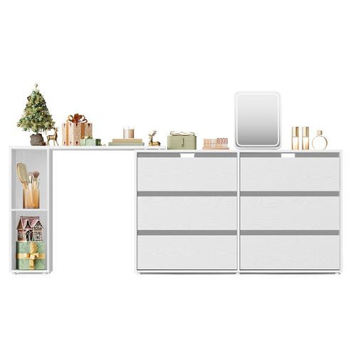 Coiffeuse Assemblage Rapide 39 X 120 X 72 Cm Commode Meuble De Rangement Avec Étagère