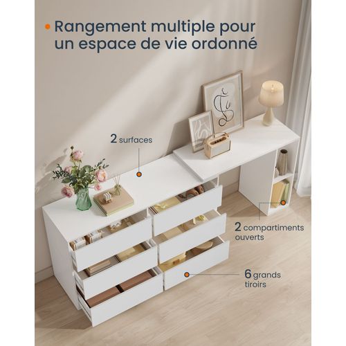 Coiffeuse Assemblage Rapide 39 X 120 X 72 Cm Commode Meuble De Rangement Avec Étagère