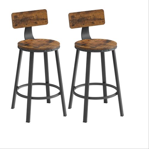 Lot De 2 Chaises De Bar Tabourets Hauts Avec Dossier Siège De Cuisine Cadre En Acier