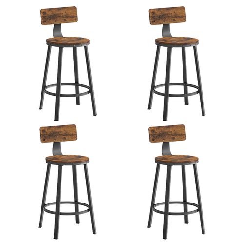 Lot De 4 Chaises De Bar Tabourets Hauts Avec Dossier Siège De Cuisine Cadre En Acier