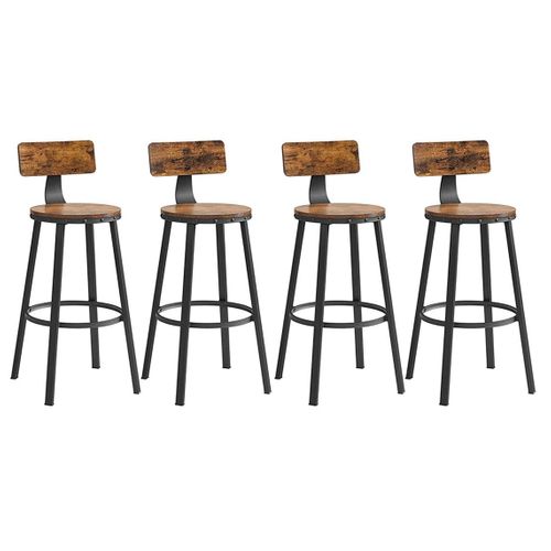 Lot De 4 Chaises De Bar Tabourets Hauts Avec Dossier Siège De Cuisine Cadre En Acier