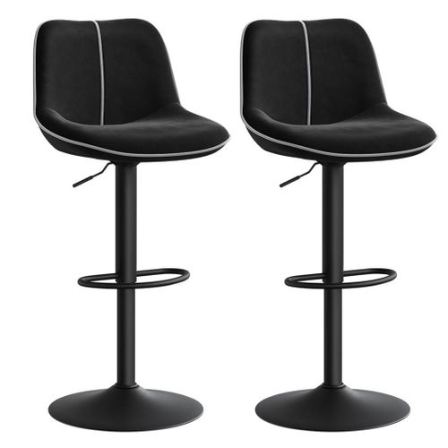 Lot De 2 Tabourets De Bar Pivotants Réglables En Hauteur Dossier Ergonomique Velours