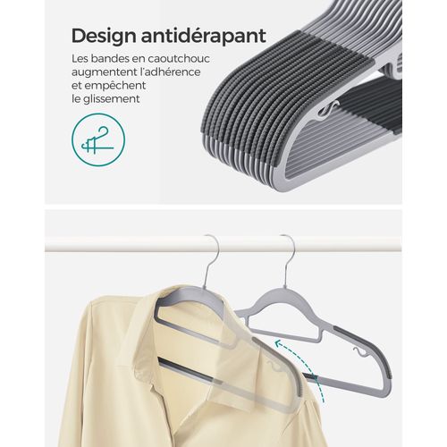 Lot De 50 Cintres Cintres Robustes En Plastique Antidérapant Gain De Place Épaisseur