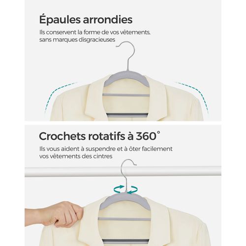 Lot De 50 Cintres Cintres Robustes En Plastique Antidérapant Gain De Place Épaisseur