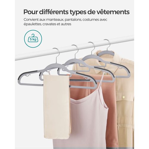 Lot De 50 Cintres Cintres Robustes En Plastique Antidérapant Gain De Place Épaisseur