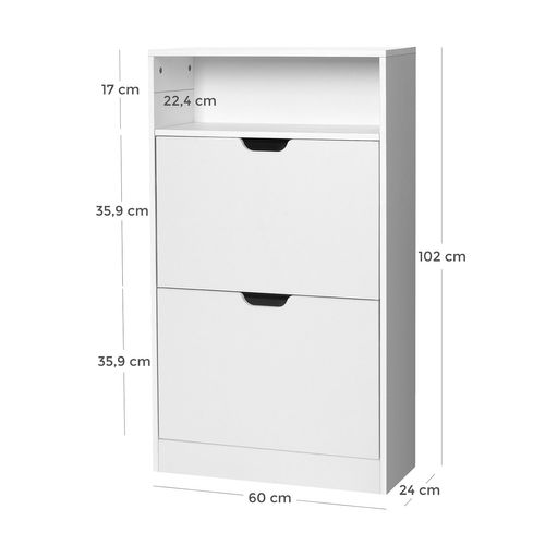 Meuble à Chaussures 2 Abattants Étagère à Chaussures à 3 Niveaux Avec 1 Compartiment