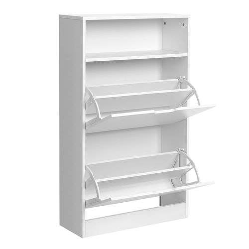 Meuble à Chaussures 2 Abattants Étagère à Chaussures à 3 Niveaux Avec 1 Compartiment