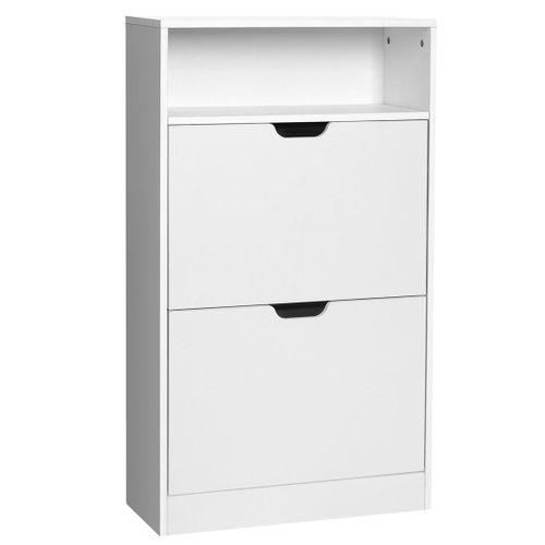 Meuble à Chaussures 2 Abattants Étagère à Chaussures à 3 Niveaux Avec 1 Compartiment