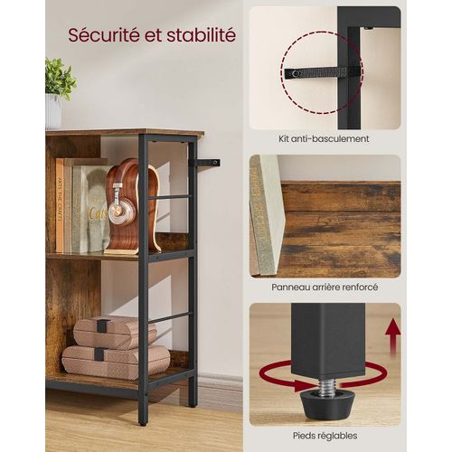 Meuble De Rangement 3 Niveaux Étagère Rangement Bibliothèque Style Industriel 9 Cubes