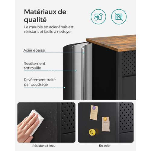 Meuble De Rangement Buffet 80 X 40 X 76 Cm Double Porte Aimantée Avec Étagère Réglabl