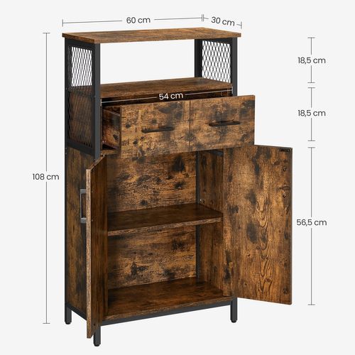 Meuble De Rangement Buffet 60 X 30 X 108 Cm Placard Avec Tiroir Et Étagère Réglable M