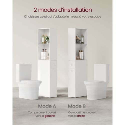 Meuble De Salle De Bain 40 X 18 X 134,4 Cm Haut Meuble De Rangement Fin Colonne