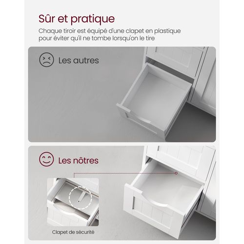 Meuble De Salle De Bain Sur Pied 55 X 30 X 81 Cm Meuble De Rangement Avec 4 Tiroirs
