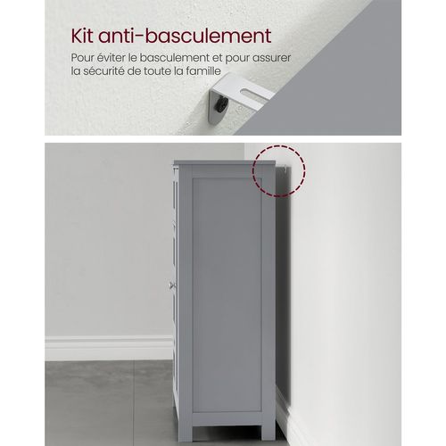 Meuble De Salle De Bain Sur Pied Meuble De Rangement Avec 4 Tiroirs Porte Simple