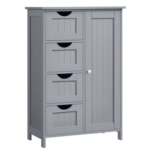 Meuble De Salle De Bain Sur Pied Meuble De Rangement Avec 4 Tiroirs Porte Simple