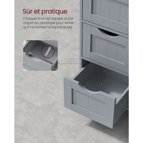 Meuble De Salle De Bain Sur Pied Meuble De Rangement Avec 4 Tiroirs Porte Simple