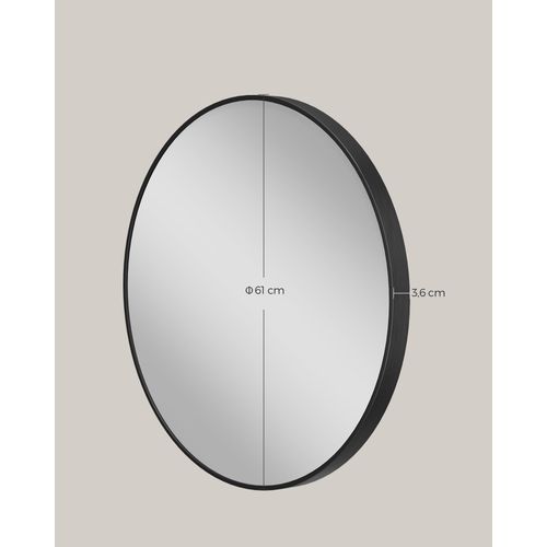 Miroir Mural Rond Décoratif Diamètre 61 Cm Cadre En Métal Pour Salon Chambre