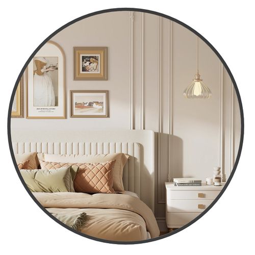 Miroir Mural Rond Décoratif Diamètre 61 Cm Cadre En Métal Pour Salon Chambre