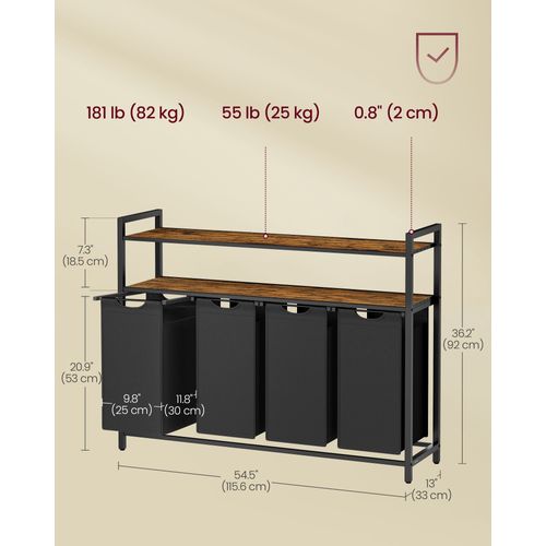 Panier à Linge Corbeille à Linge Sale Rangement 2 Compartiments 2 Sacs Amovibles En T