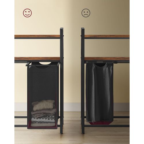 Panier à Linge Corbeille à Linge Sale Rangement 2 Compartiments 2 Sacs Amovibles En T