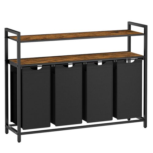 Panier à Linge Corbeille à Linge Sale Rangement 2 Compartiments 2 Sacs Amovibles En T